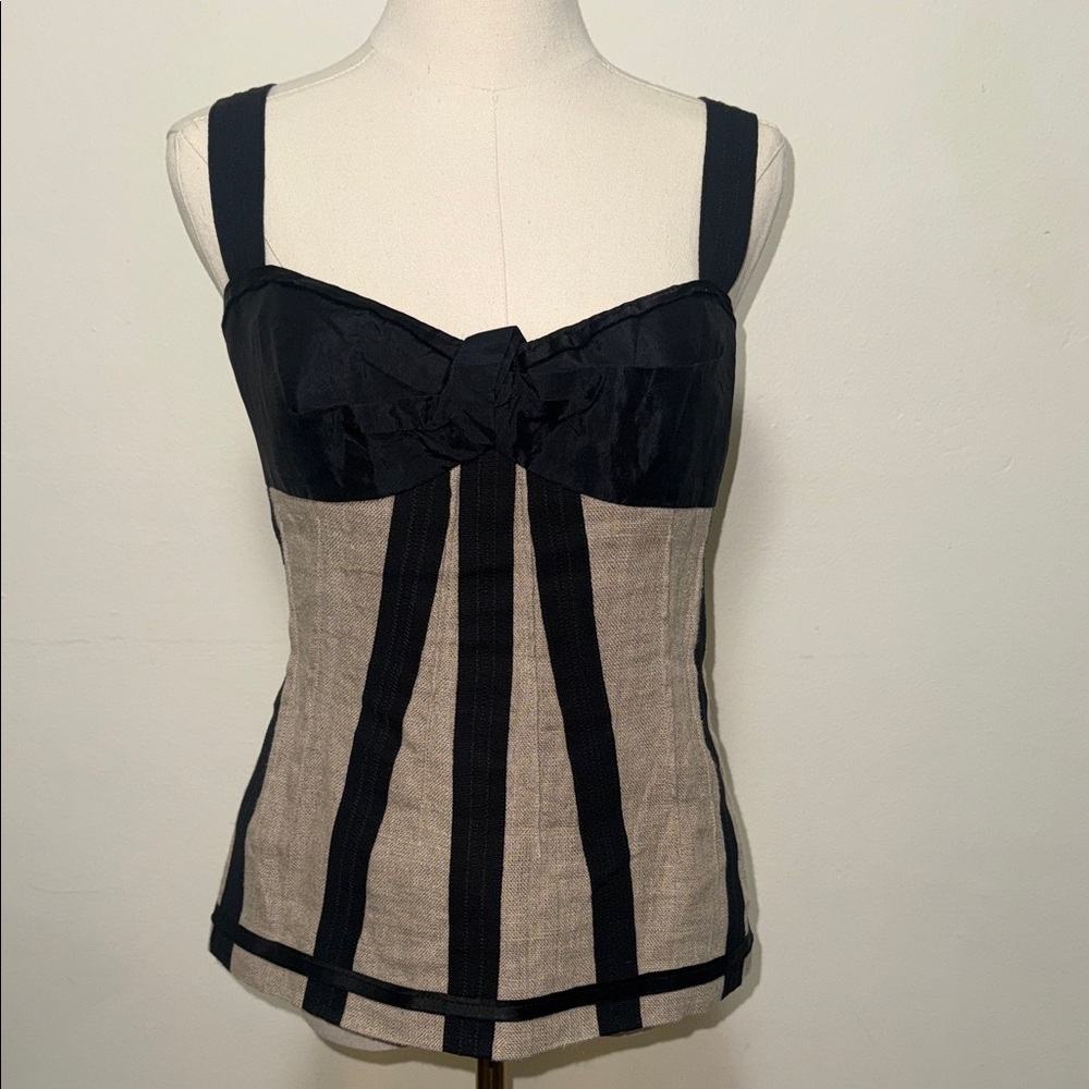 Dolce & Gabbana Vintage beige linen & black silk corset top woman size 44